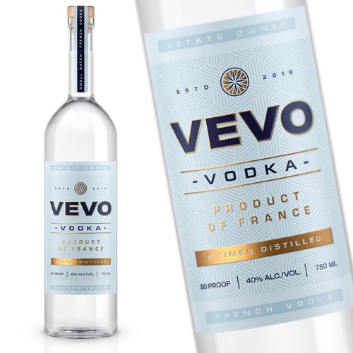 Modern label design for French vodka