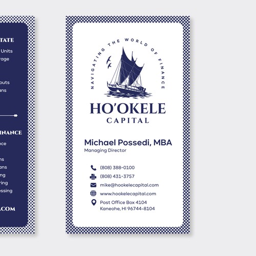 A Business Card Design For Ho'okele Capital