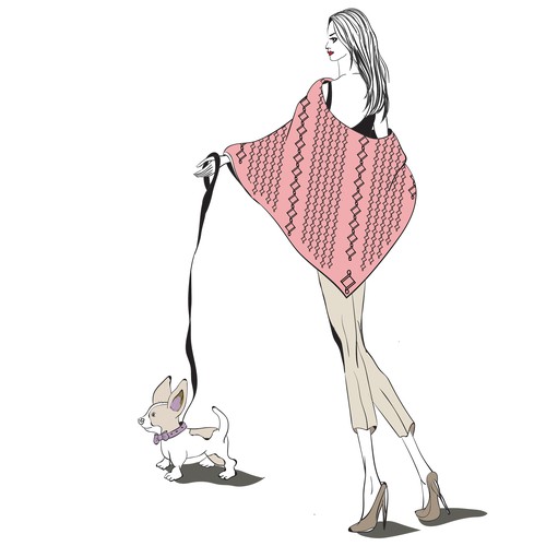 Series of mini "Ways to Wear" fashion illustrations for Women's Luxury Shawl Brand