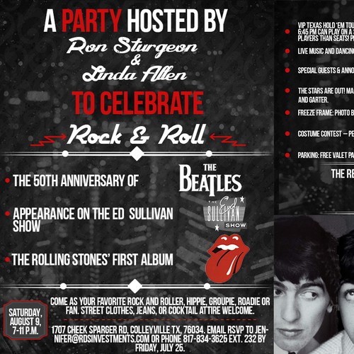 Rock and roll party invitation