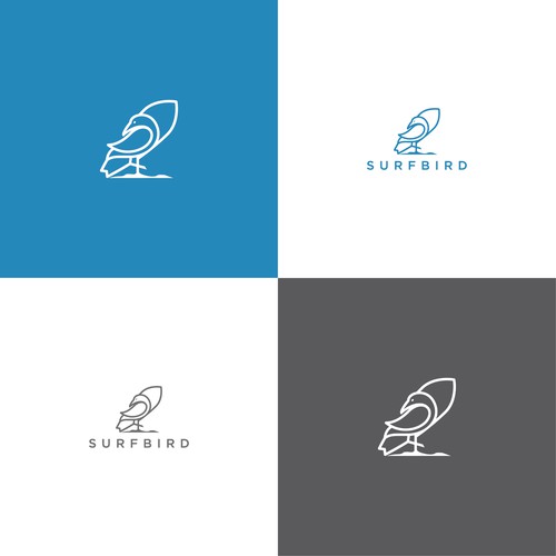 simple surfing bird logo