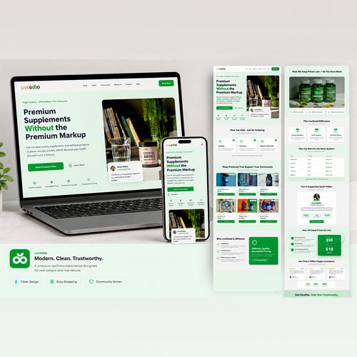 Premium Supplement Website Landing Page — Clean & Trustworthy UI