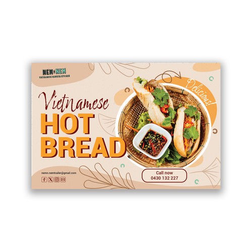 Design a festival & markets food stall banners for Banh mi - Vietnamese Hot Bread
