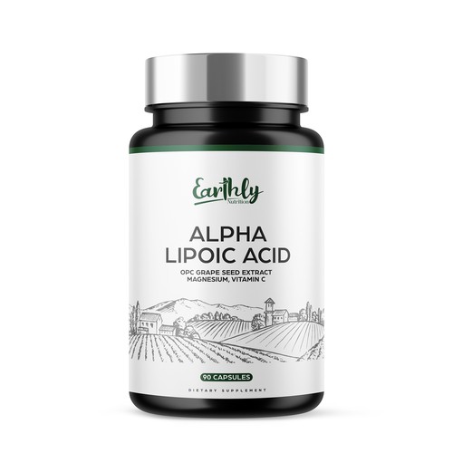 earthly alpha lipoic acid supplement packaging design