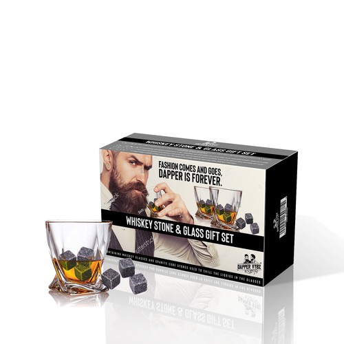 Whiskey Stone & Glass Gift Set Packaging