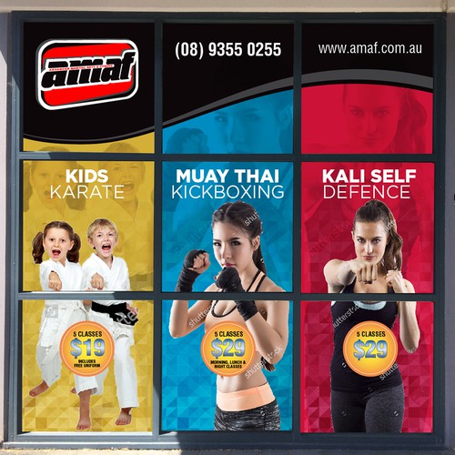 Martial Arts gym window advertising