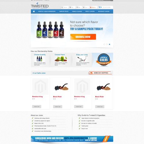 Our theme/layout is chosen, but boring.. Help! Detailed design brief! (e-cigarette)