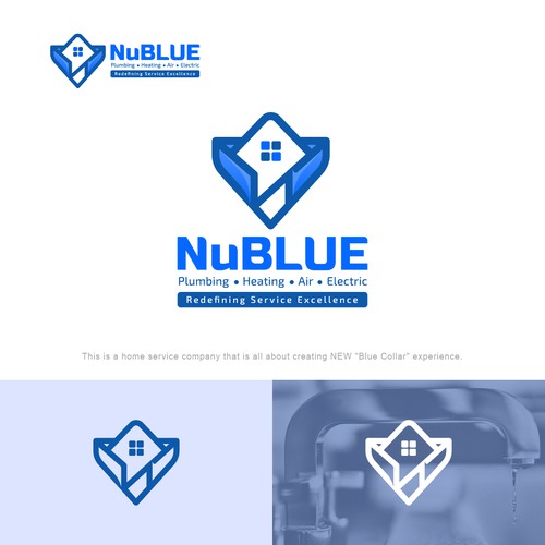 Nu BLUE home service logo concept