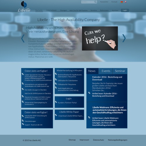 main page for german company.