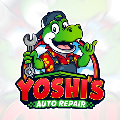 Yoshi's Auto Repair Logo Mascot