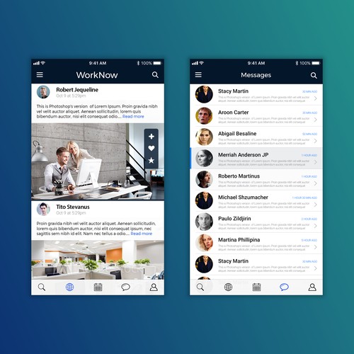 iOS App redesign concept for WorkNow