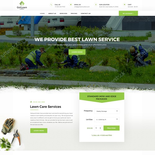Lawn Cutter homepage design  