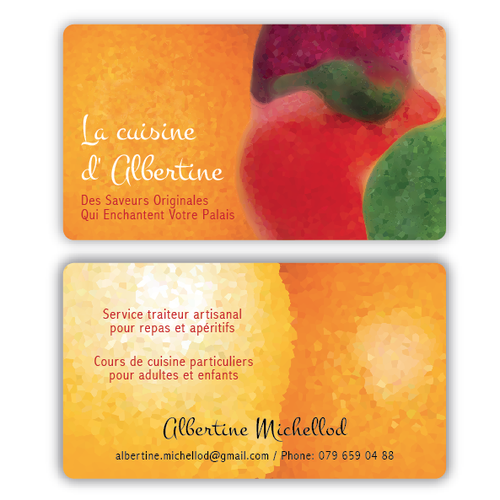 A spicy business card for Albertine's spicy cooking