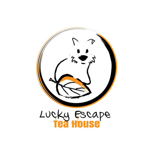 logo and business card for Lucky Escape Tea House