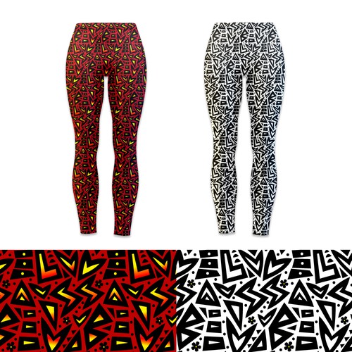 afro-american women leggings design pattern