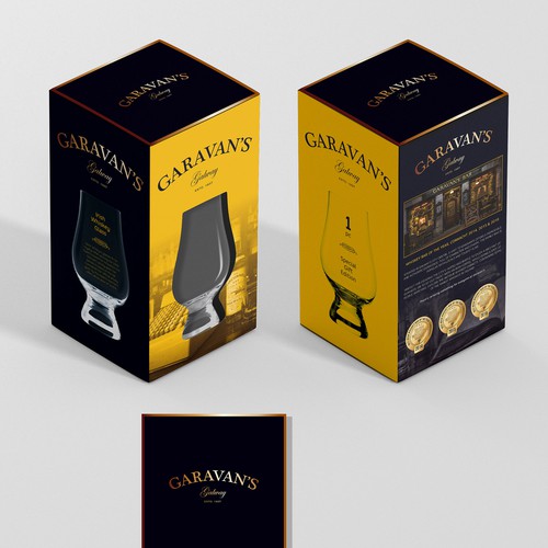 Box design for a whiskey glass.