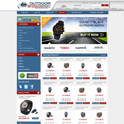 Web page design for  The Outdoor Watch Company
