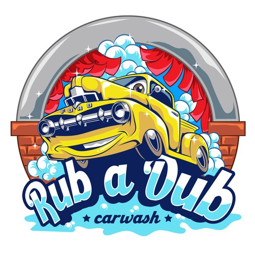 A funny logo for a tunnel carwash. Colorful.