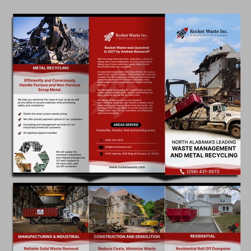 tri-fold brochure for rocket waste inc