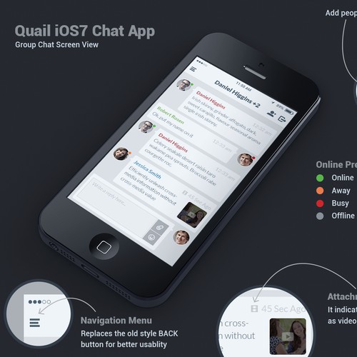 QUAIL: Simple & Clean Mobile Messaging App design required **GUARANTEED** + WORK