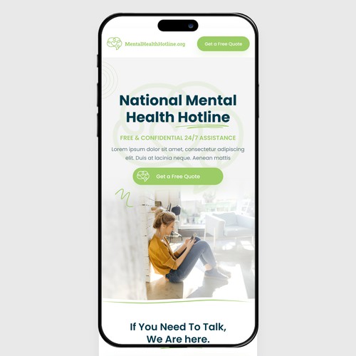 Mental Health Hotline landing page redesign