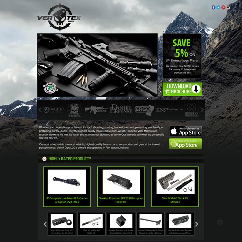 Landing Page for High-End Tactical Rifle Parts Retailer