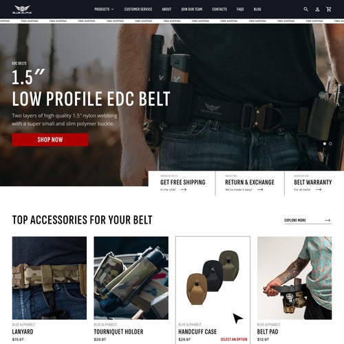 Blue Alpha Belts | E-commerce redesign