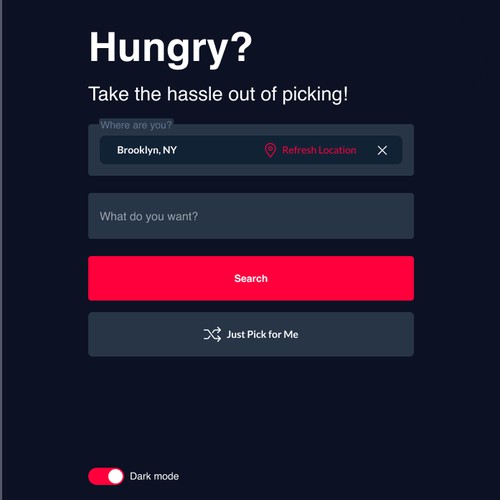 Web App design to help users decide where to eat.
