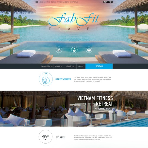Homepage for a Luxury Travel and Fitness Site
