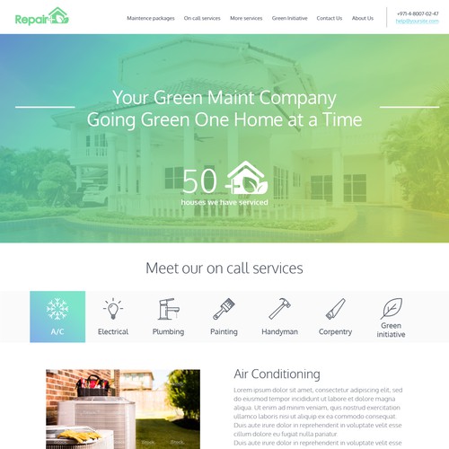 Website Design for Repair Plus (Repair+), A Green Maintenance Company