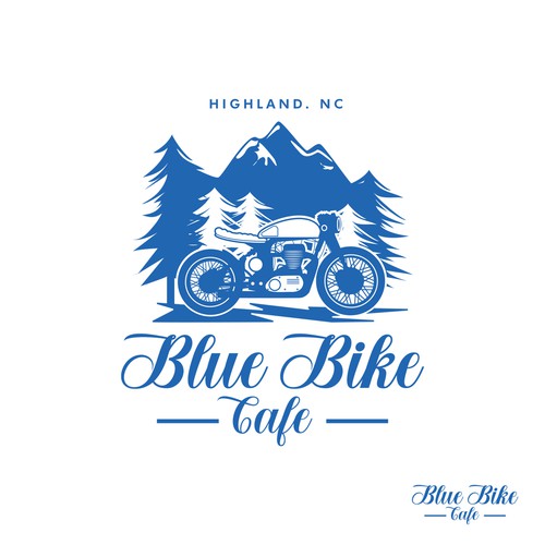 blue bike cafe tshirt design