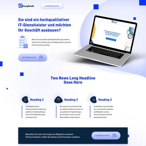 Landing page design for Tech industry
