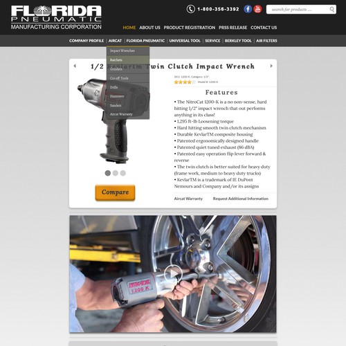 webpage Design for Florida Pneumatic