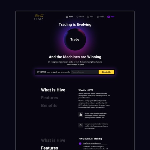Trading automation landing page
