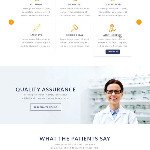 Private optometrist webpage design 