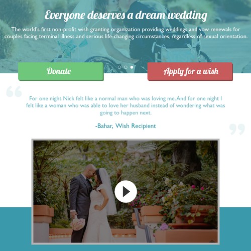 Wish Upon A Wedding; Homepage Design