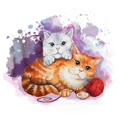 watercolor cats