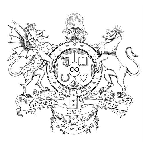 Create a unique Family Coat of Arms with embedded crest.