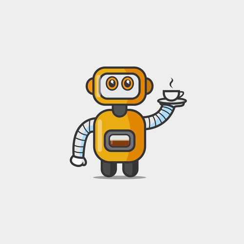 Robot icon with coffe