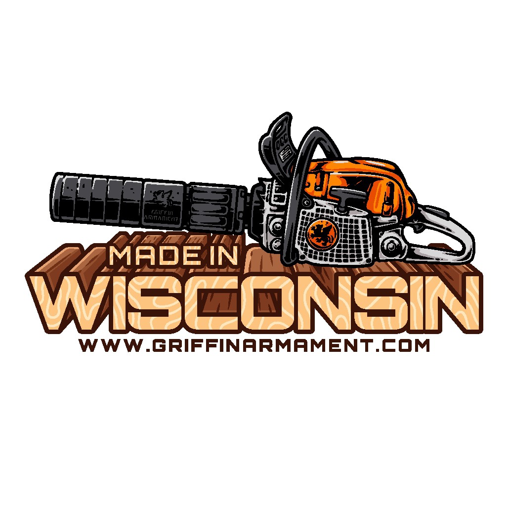 Chainsaw and Firearm Suppressor Sticker Design