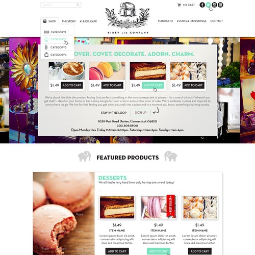 Vintage web design for ecommerce site.