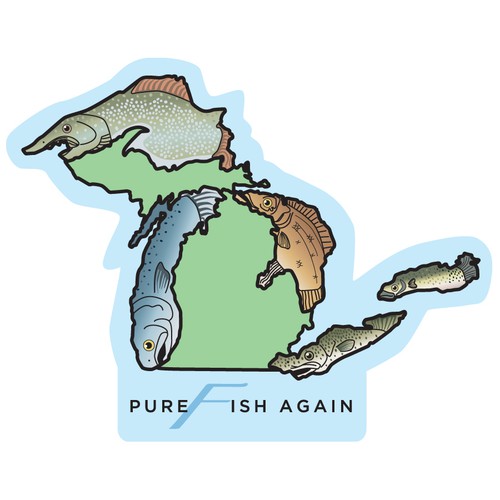 Michigan Great Lakes Fishing Sticker Design
