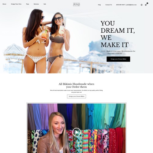 Design a home page for hand made bikini brand