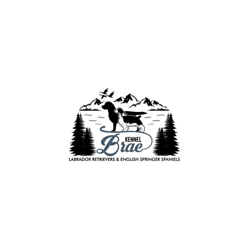 Animal Silhouette logo concept with mountain background