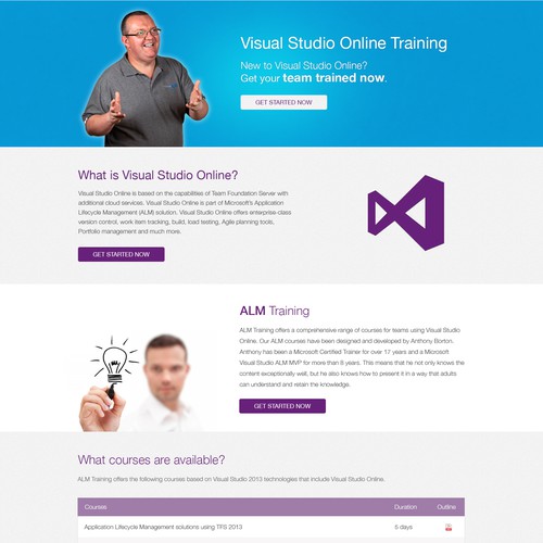 Create a landing page for an IT training company.