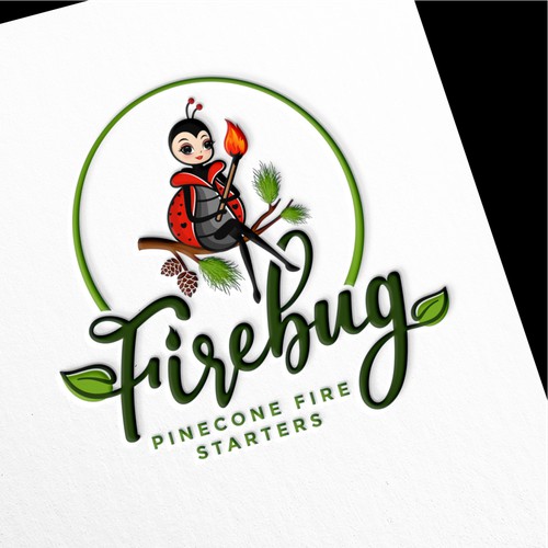 Fun Hip logo for a crafty pinecone fire starter business in PNW
