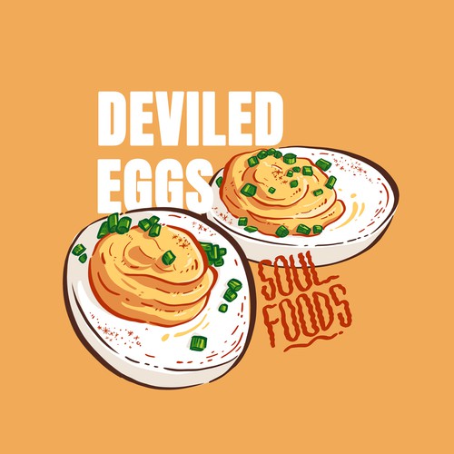 deviled eggs illustration for T-Shirt design