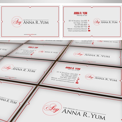 Create a business card for Law Offices of Anna R. Yum