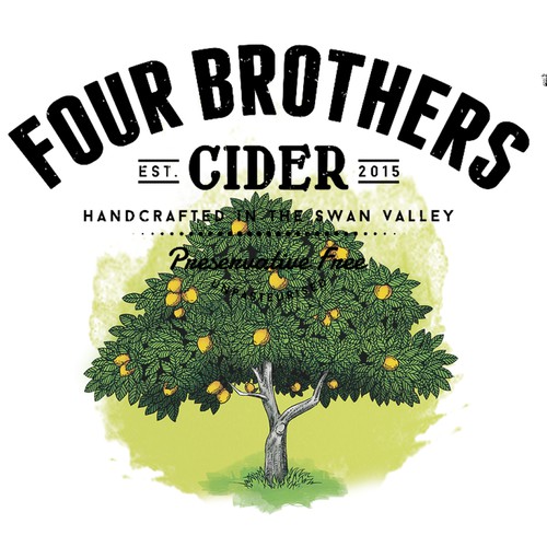 Illustration (concept) for 4 Brothers Cider's Bottle label