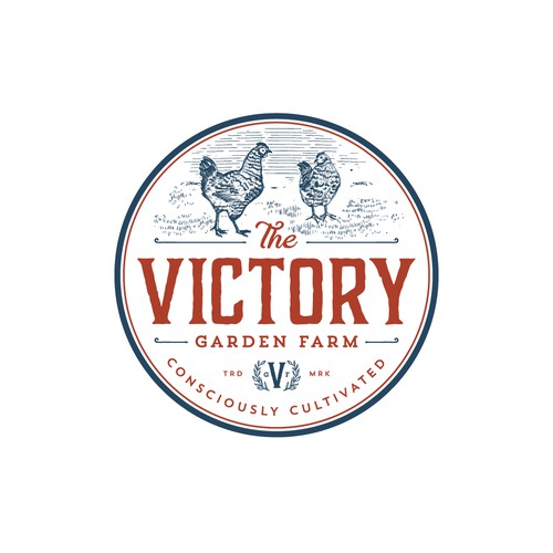 Vintage logo for The Victory garden farm
